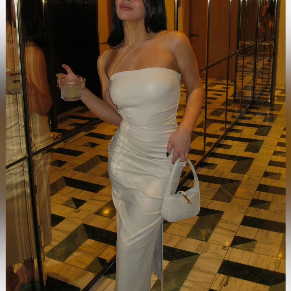 ZARA STRAPLESS LEATHER DRESS